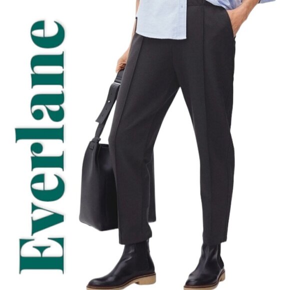 EVERLANE The Dream Pant Stretchy Straight Leg Front Seam Pockets Pull On Black, - Picture 11 of 12